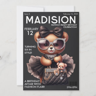Magazin-Cover Mode Teddybär Geburtstag Einladung