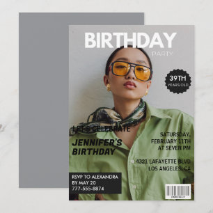 Magazin-Cover Stylisch für ihr Foto zum 39. Geburt Einladung