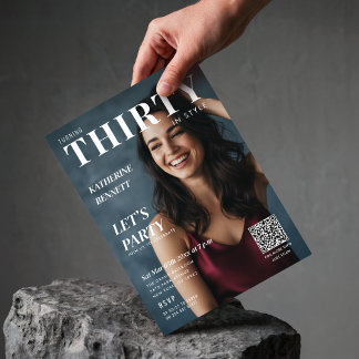 Magazin-Coverfoto 30. Geburtstagsfeier QR-Code Einladung