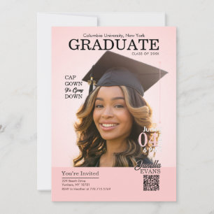 Magazincover Abschlusskappe Robe Pink Einladung
