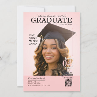 Magazincover Abschlusskappe Robe Pink Einladung