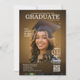 Magazincover Abschlussmütze Robe Gold Einladung