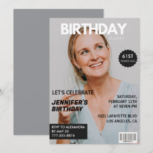 Magazincover stilvoll für ihr Foto 61. Geburtstag Einladung
