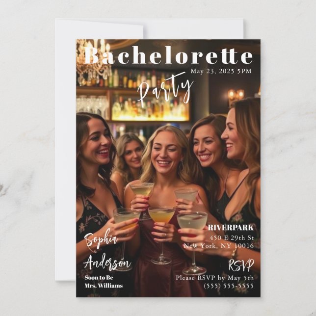 Magazine Cover Bachelorette Einladung (Vorderseite)