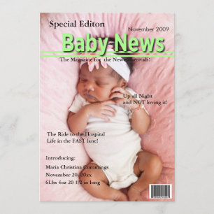 Magazine Cover Birth Announcement (Green) Ankündigung