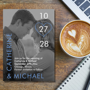 Magazine Cover Dark Foto Modern Minimalistisch Blu Save The Date
