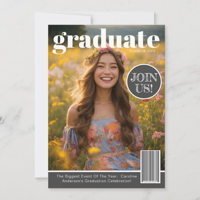 Magazine Cover Foto Graduate Party Einladung (Vorderseite)