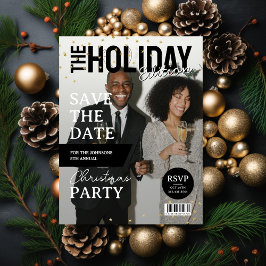 Magazine Cover Foto Xmas Party Save the Date Feiertagspostkarte
