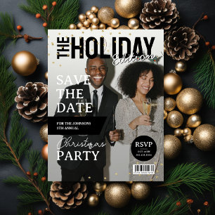 Magazine Cover Foto Xmas Party Save the Date Feiertagspostkarte