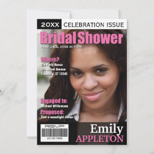 Magazine Cover Fuchsia Bridal Dusche Einladungen