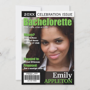 Magazine Cover Green Bachelorette Einladungen