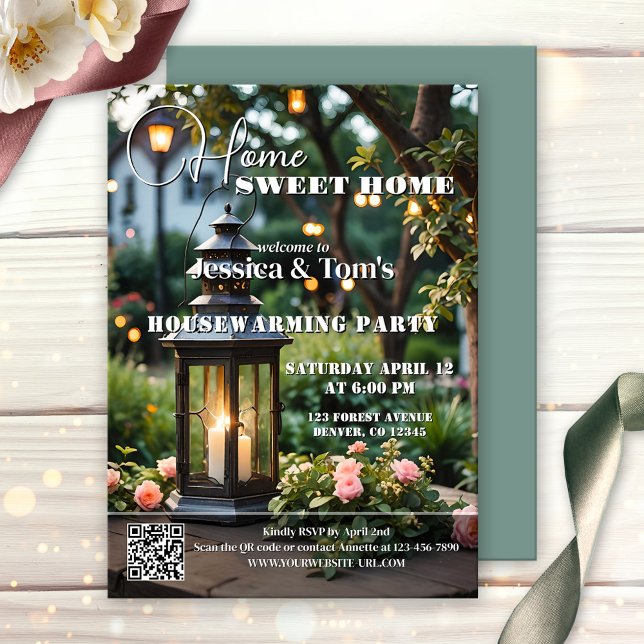 Magazine Cover Housewarming Party Einladung (Housewarming party invitation in magazine cover style with your custom photo and a QR code template)