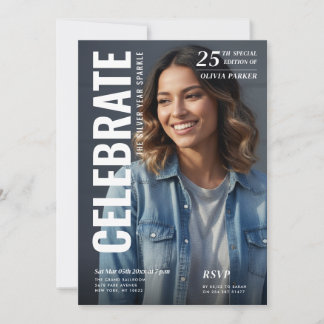 Magazine Cover Photo 25th Birthday Celebration  Einladung