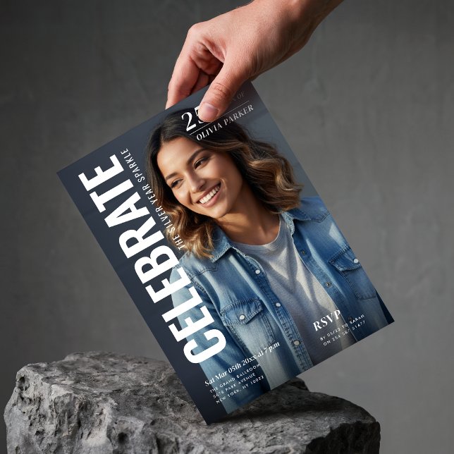 Magazine Cover Photo Milestone 25th Birthday Party Einladung (Von Creator hochgeladen)