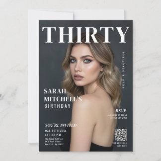 Magazine Cover Photo RSVP 30th Birthday Party Einladung
