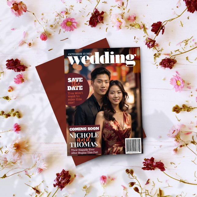 Magazine Cover Style Trendy Save the Date Foto Einladung (Von Creator hochgeladen)