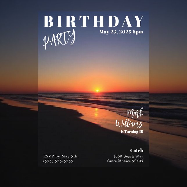 Magazine Cover Sunset Beach Birthday Einladung (Magazine Cover Sunset Beach Birthday Invitation
)