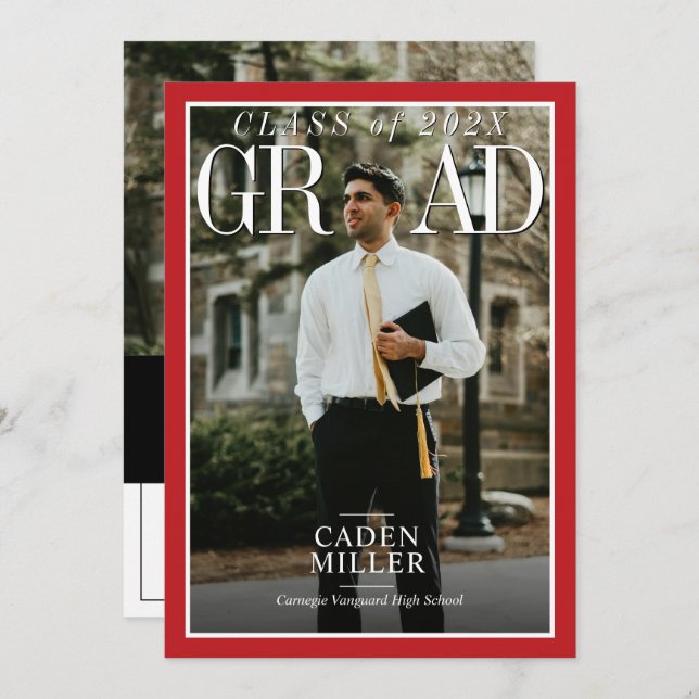 Magazine Newspaper Senior Abschluss Einladung (Vorne/Hinten)