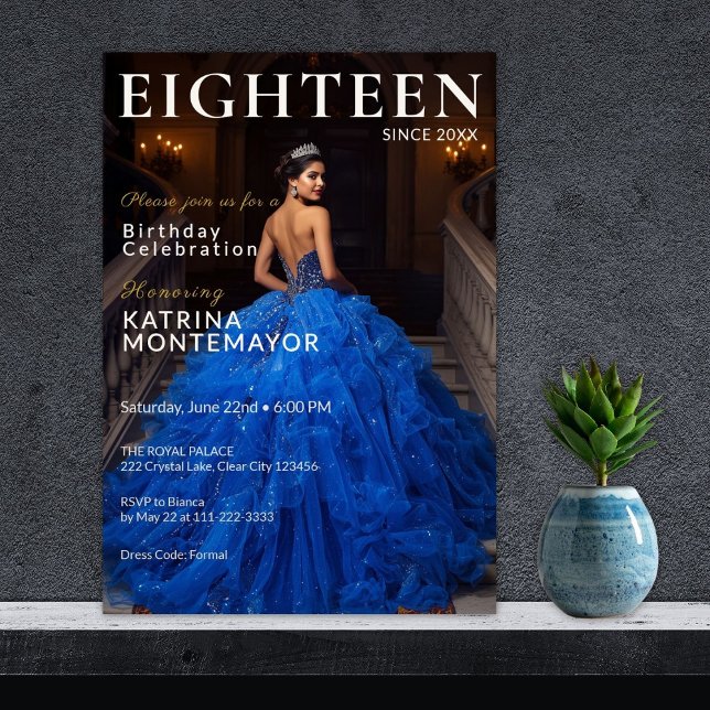 Magazine Style Elegant 18. Geburtstag Einladung (Von Creator hochgeladen)