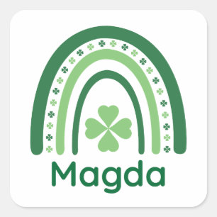 Magda Name Klee Boho Regenbogen Quadratischer Aufkleber