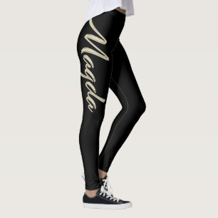 Magda white gold Handwriting Hose Leggings