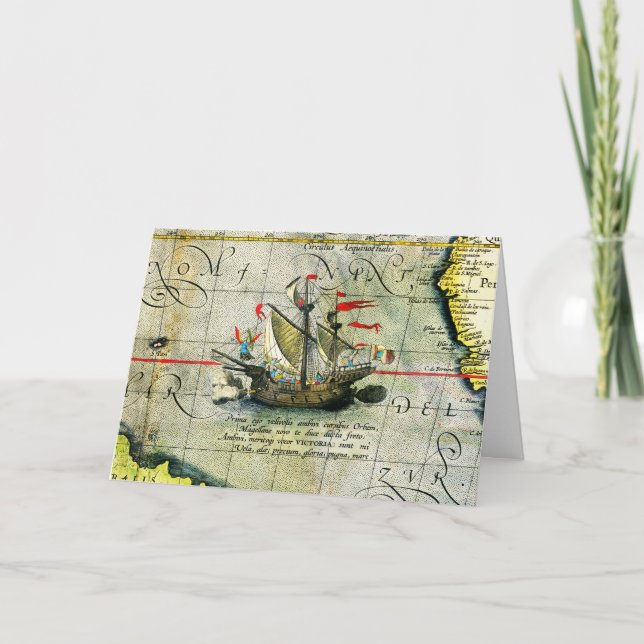 Magellans Schiff Victoria, Antike Karte Pazifische (Vorderseite)