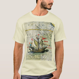 Magellans Schiff Victoria, Antike Karte Pazifische T-Shirt