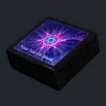 Magen Bet Erinnerungskiste<br><div class="desc">Ein blauer und lila Fraktal Star of David (Magen David). Passen Sie Ihren eigenen Text an. Ein gutes Geschenk für eine Verlobung oder Hochzeit.</div>