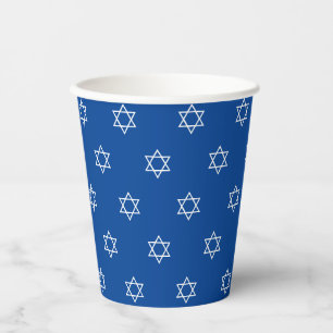 Magen David blau-weiß Muster jüdische Feiertage Pappbecher