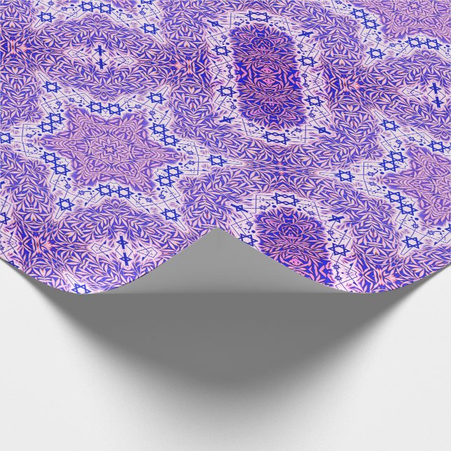 Magen- David und Weide-Blatt Geschenkpapier (Ecke)