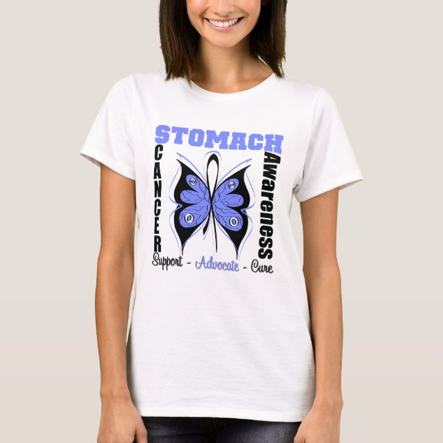 Magen-Krebs-Bewusstseins-Schmetterling T-Shirt (Vorderseite)