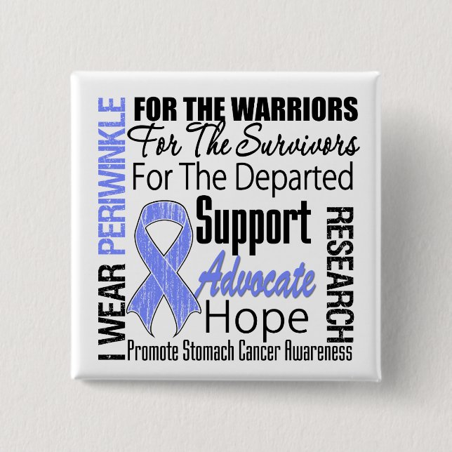 Magenkrebs, den ich trage Periwinkle Ribbon TRIBUT Button (Vorderseite)