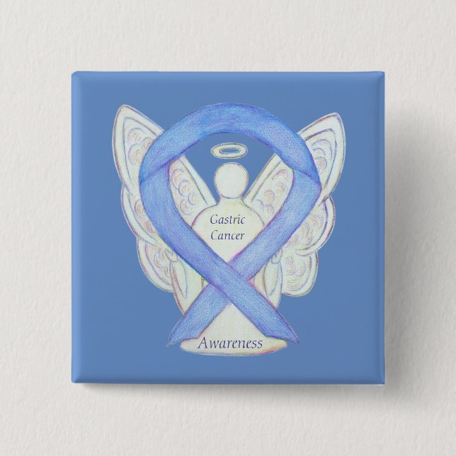 Magenkrebs Engel Awareness Ribbon Art Button (Vorderseite)