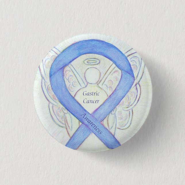 Magenkrebs Engel Awareness Ribbon Art Button (Vorderseite)