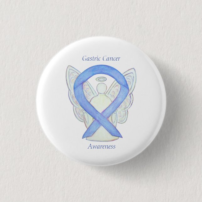 Magenkrebs Engel Awareness Ribbon Art Button (Vorderseite)