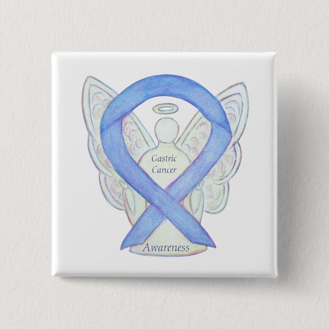 Magenkrebs Engel Awareness Ribbon Art Button (Vorderseite)