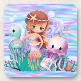 Magenmädchen mit einem Stern im Haar, der im Oce s Getränkeuntersetzer