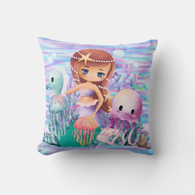 Magenmädchen mit einem Stern im Haar, der im Oce s Kissen (Vorderseite)