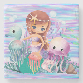 Magenmädchen mit einem Stern im Haar, der im Oce s Steinuntersetzer