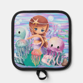 Magenmädchen mit einem Stern im Haar, der im Oce s Topflappen