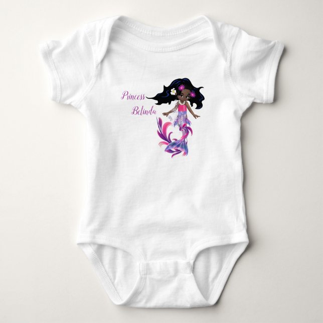 Magenrosa Wirble Meerjungfrau Baby Strampler (Vorderseite)