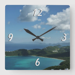 Magens Bay, St. Thomas Beautiful Island Scene Quadratische Wanduhr