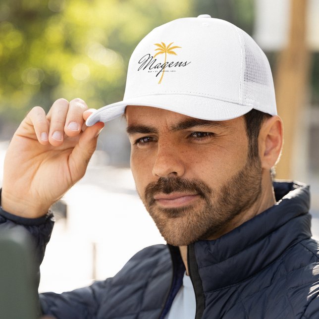 Magens Bay St Thomas USVI Minimal Palm Tree Truckerkappe (Von Creator hochgeladen)