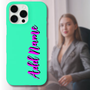 Magenta 3D Black Modern Name   Funny Neon Aquamari iPhone 16 Pro Max Hülle