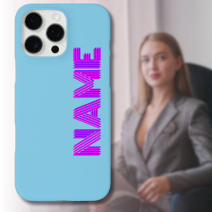 Magenta 3D Indigo Moderner Name   Funny Sky Blue iPhone 16 Pro Max Hülle