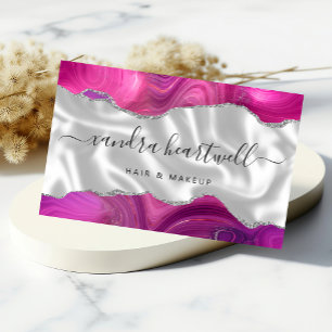 Magenta Achat Silber Glitter Luxus Visitenkarten
