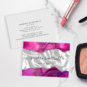 Magenta Agate Silver Glitzer Luxury Visitenkarte
