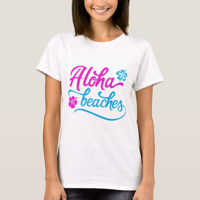 Magenta Aloha Beaches Summer Pub T - Shirt (Vorderseite)