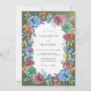 Magenta Amber Wildflower-Hochzeit Einladung