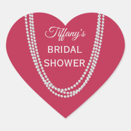 Magenta and Pearls Brautparty Herz-Aufkleber